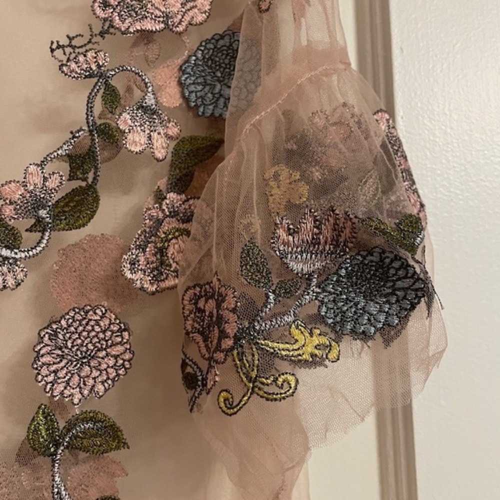 DISNEY Princess Aurora Sleeping Beauty Sheer Floral Embroidery Women Top XS - Picture 5 of 7